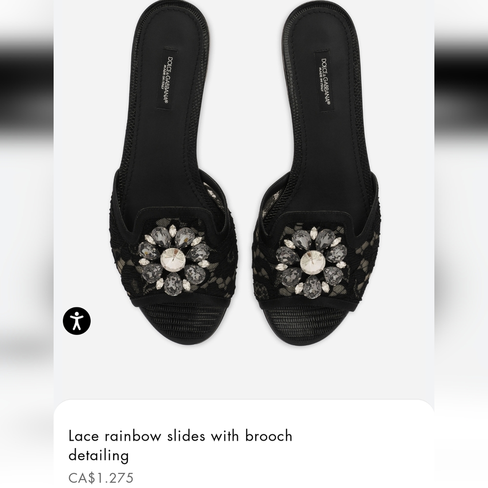 D&G Lace Rainbow Bianca Slides